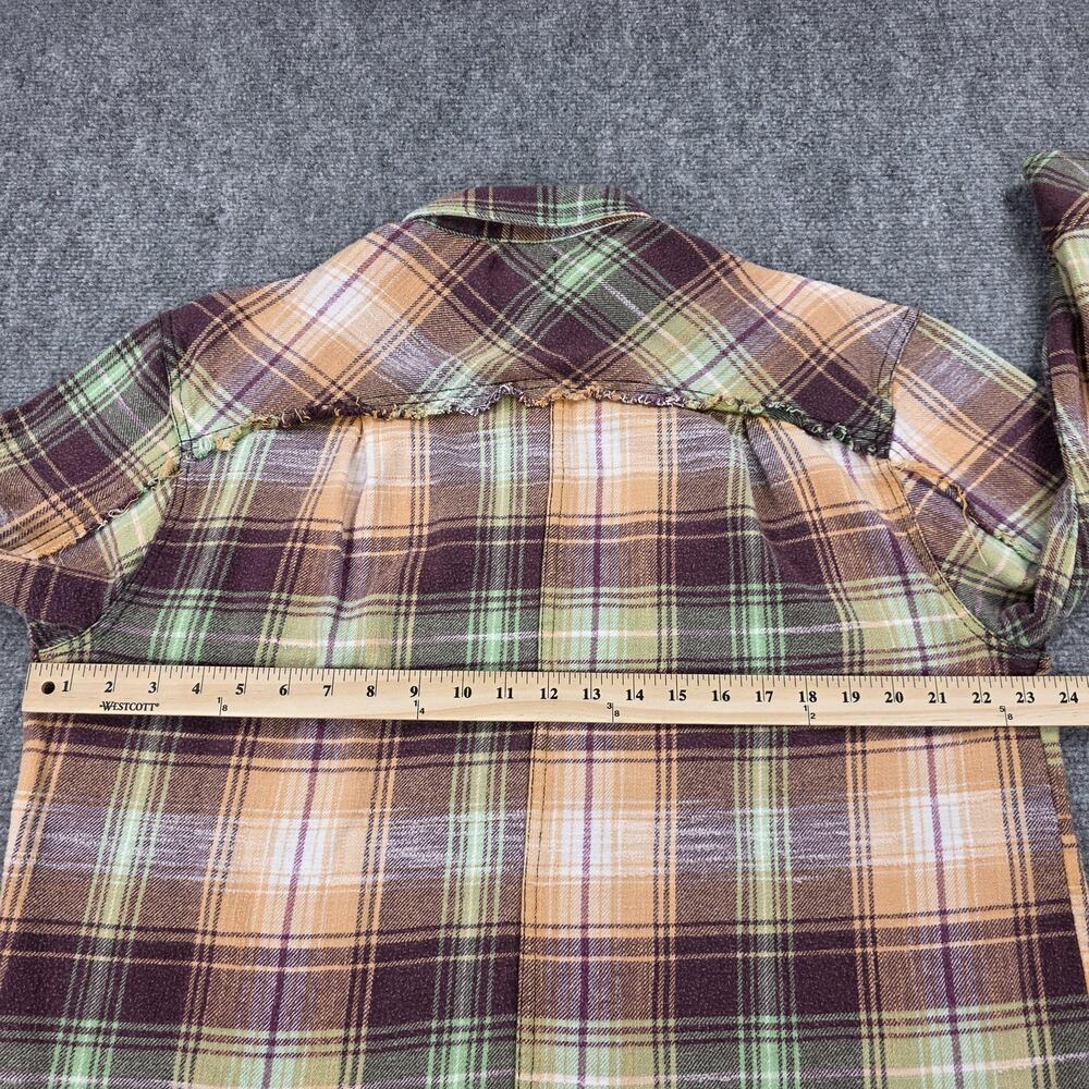 BDG Shirt Womens XS Multicolor Plaid Flannel Raw Hem Button Up Relaxed Fit Boho - Picture 5 of 16